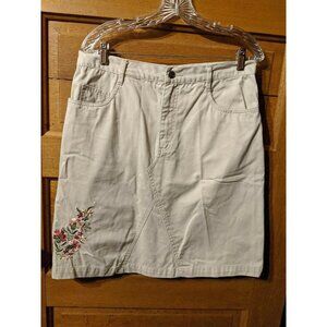Xhilaration Juniors Size 11 Skirt Khaki Tan Embroidered Floral Womens